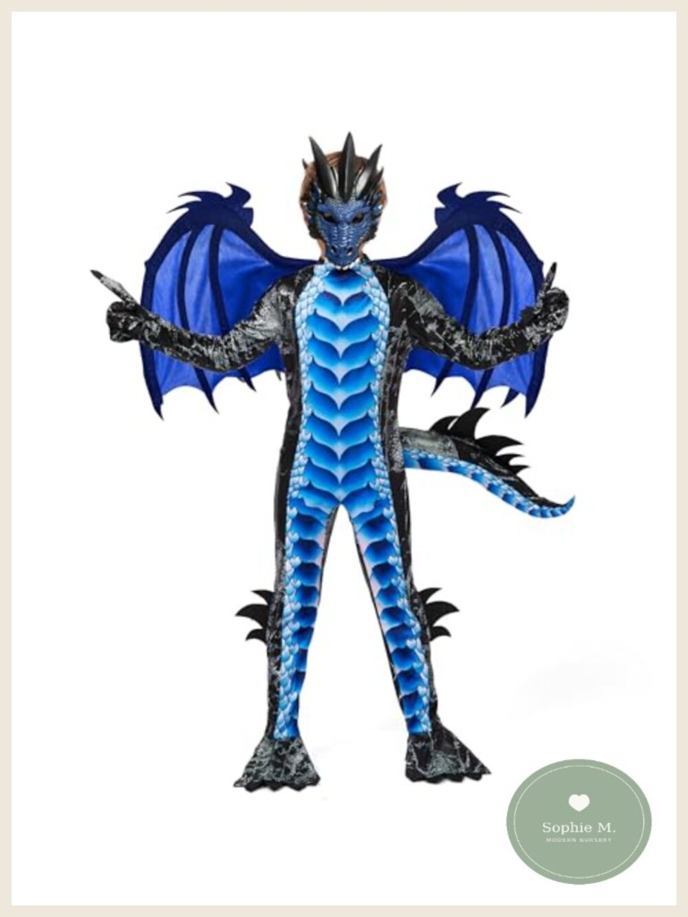 Kids Dragon Costume Boys Halloween Dress Up Wings Tail Mask Set